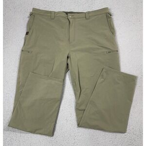 Duck Camp Pants Mens 42x34 Green Nylon Stretch Hiking Zip Pocket Outdoor